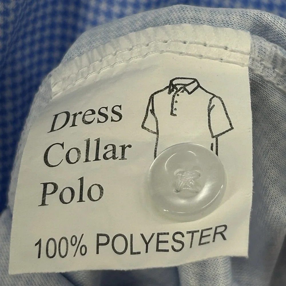 Collars & Co. Golf Polo Shirt Men Size Small Light Blue Gingham‎ Short Sleeve